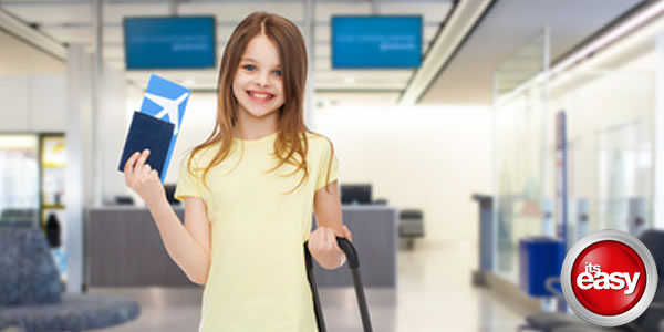 Child Holding Passport in Airport