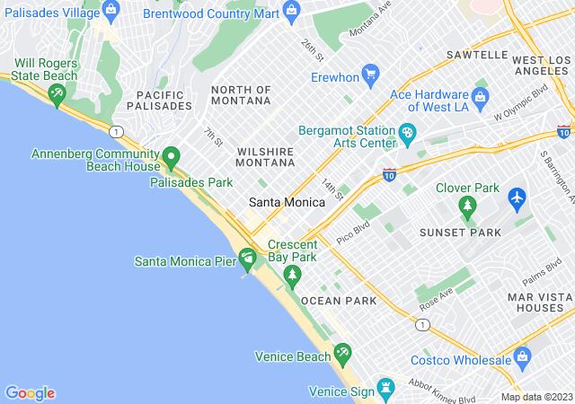 Santa Monica Map, Los Angeles County, CA